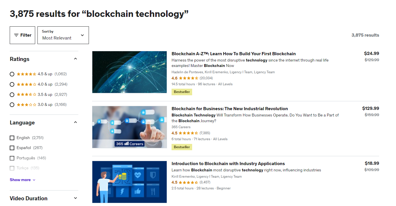 blockchain technology courses on udemy